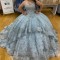 Sky Blue Shiny Sweetheart Ball Gown Quinceanera Dress 2024 Off Shoulder Sweet 15 16 Years Birthday Party Formal