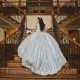 Off the Shoulder Sky Blue Shiny Sweetheart Quinceanera Dresses Beads Cinderella Princess Ball Gowns