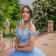 Sweetheart Sky Blue Quinceanera Dresses Lace Applqiues 3D Flower Sweet 16 Court Train Vestidos De 15