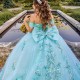 Sweetheart Sky Blue Sweet 16 Quinceanera Dress 2024 Sparkly Lace Appliques 3D Flowers Princess Ball Gown