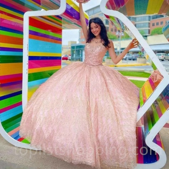 Stylish Ball Gown Quinceanera Dress 2024 Tulle Beading With Jacket Long Pink Sleeveless Party Dress