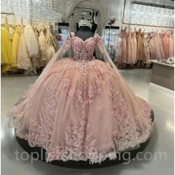 Sweetheart Ball Gown Quinceanera Dress Long Sleeve Beaded Appliques Party Gowns Vestidos De 15 Anos