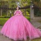 Sweetheart Off The Shoulder Quinceanera Dresses Ball Gown Floral Back Corset For Sweet 15 Girls Party