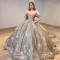 Sweetheart Shiny Quinceanera Dress Ball Gown Beads Crystal 3DFlower Off the Shoulder Corset Vestido De 15