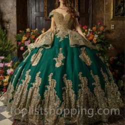 Teal Blue Charro Quinceanera Dresses Ball Gown Off The Shoulder Pearls Mexican Sweet 16 Dresses 15 Anos