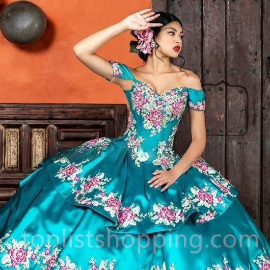 Tiffany Blue Quinceanera Dresses 2024 Matte Satin Off Shoulder With Train Princess Layers