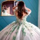 V-Neck Sweet 16 Quinceanera Dress Off Shoulder Appliquéd Flower Ball Gown Princess Party Birthday Dress