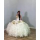 White Gold Princess Charro Queen Embroidery Ruffles Quinceanera Dresses