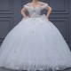 Off Shoulder White Shiny Princess Sweet 16 Quinceanera Dresses Flower Boning Corset vestido para debutante de 15