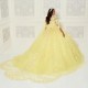 Cape Princess Sweet 16 Gown Yellow Quinceanera Dresses With Cape 2024 Sequins Beads 3D Flowers