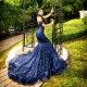 Off Shoulder Navy Blue Sweet 15 Gowns Metallic Sequin Sweetheart Neck Quince Dress