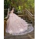 Off Shoulder Pink Quince Dress Lace Appliques Sweetheart Neck Sweet 15 Gowns With Bow