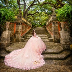 Off Shoulder Pink Quinceanera Dress Sweetheart Neck Sweet 15 Gowns With 3D Flowers