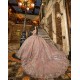 Off Shoulder Rose Gold Quinceanera Dress Lace Appliques Sweetheart Neck Sweet 15 Gowns