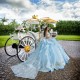 Off Shoulder Sky Blue Quinceanera Dress Lace Appliques Scoop Neck Sweet 15 Gowns