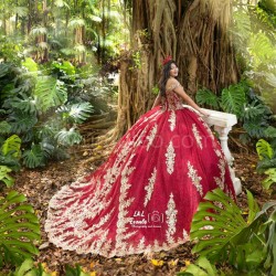 Off Shoulder Red Quinceanera Dress Lace Appliques Sweetheart Neck Sweet 15 Gowns