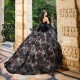 Sleeveless Black Quinceanera Dress Sweetheart Neck Sweet 15 Gowns With 3D Flowers