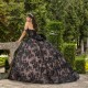 Sleeveless Black Quinceanera Dress Sweetheart Neck Sweet 15 Gowns With 3D Flowers