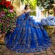 Sleeveless Blue Quinceanera Dress Lace Appliques Sweetheart Neck 15 Dresses