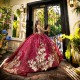 Sleeveless Burgundy Quinceanera Dress Lace Appliques Square Collar Sweet 15 Gowns