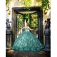 Sleeveless Green Quinceanera Dress Sweetheart Neck Sweet 15 Gowns With 3D Flowers