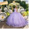 Sleeveless Light Purple Quinceanera Dress Lace Appliques Sweetheart Neck 15 Dresses