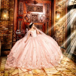 Sleeveless Pink Quinceanera Dress Sweetheart Neck 15 Dresses With 3D Flowers