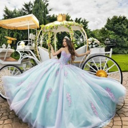 Sleeveless Tiffany Blue Quinceanera Dress Lace Appliques Sweetheart Neck Sweet 15 Gowns