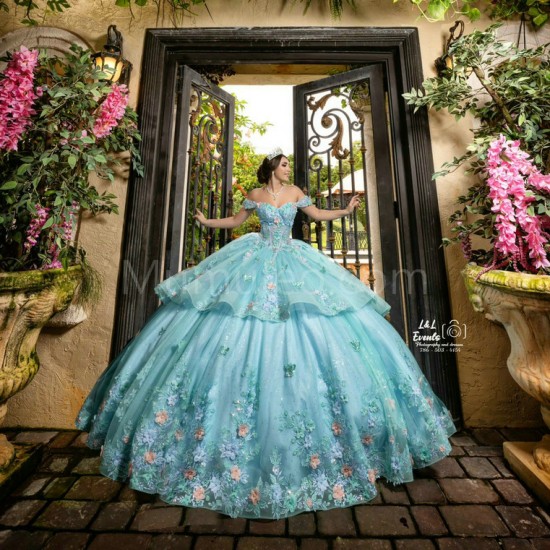 Sleeveless Tiffany Blue Sweet 15 Gowns Sweetheart Neck Quince Dress With 3D Flowers